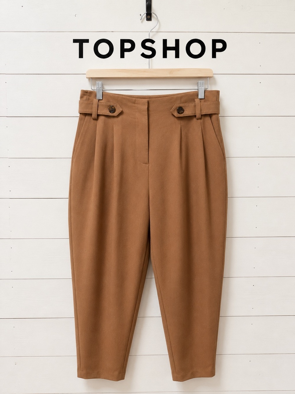 TOPSHOP Camel Pleated Tapered Pants Women’s US 10 / UK 14